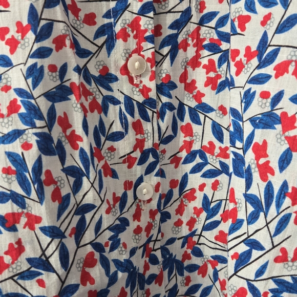 Colorful Floral Long Sleeve Blouse Cotton Lightweight Womens Small - Picture 2 of 6